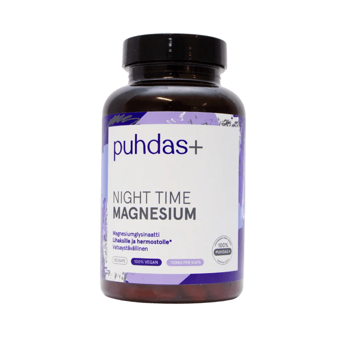 Puhdas+ Night Time Magnesiumglysinaatti 120 kaps
