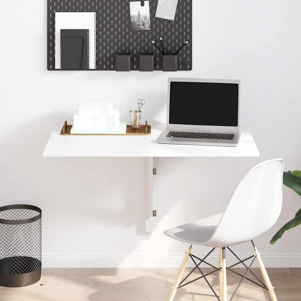 vidaXL Kokoontaitettava seinäpöytä valkoinen 100x60 cm